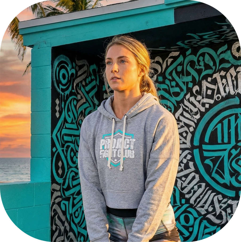 WOMENS GREY CROPPED HOODIE #2 - FIGHT ADDICTION