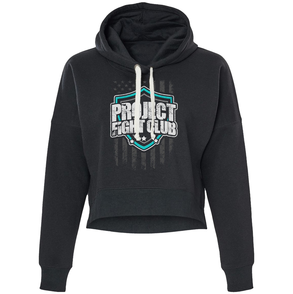 WOMENS SOLID BLACK CROPPED HOODIE #2 - FIGHT ADDICTION