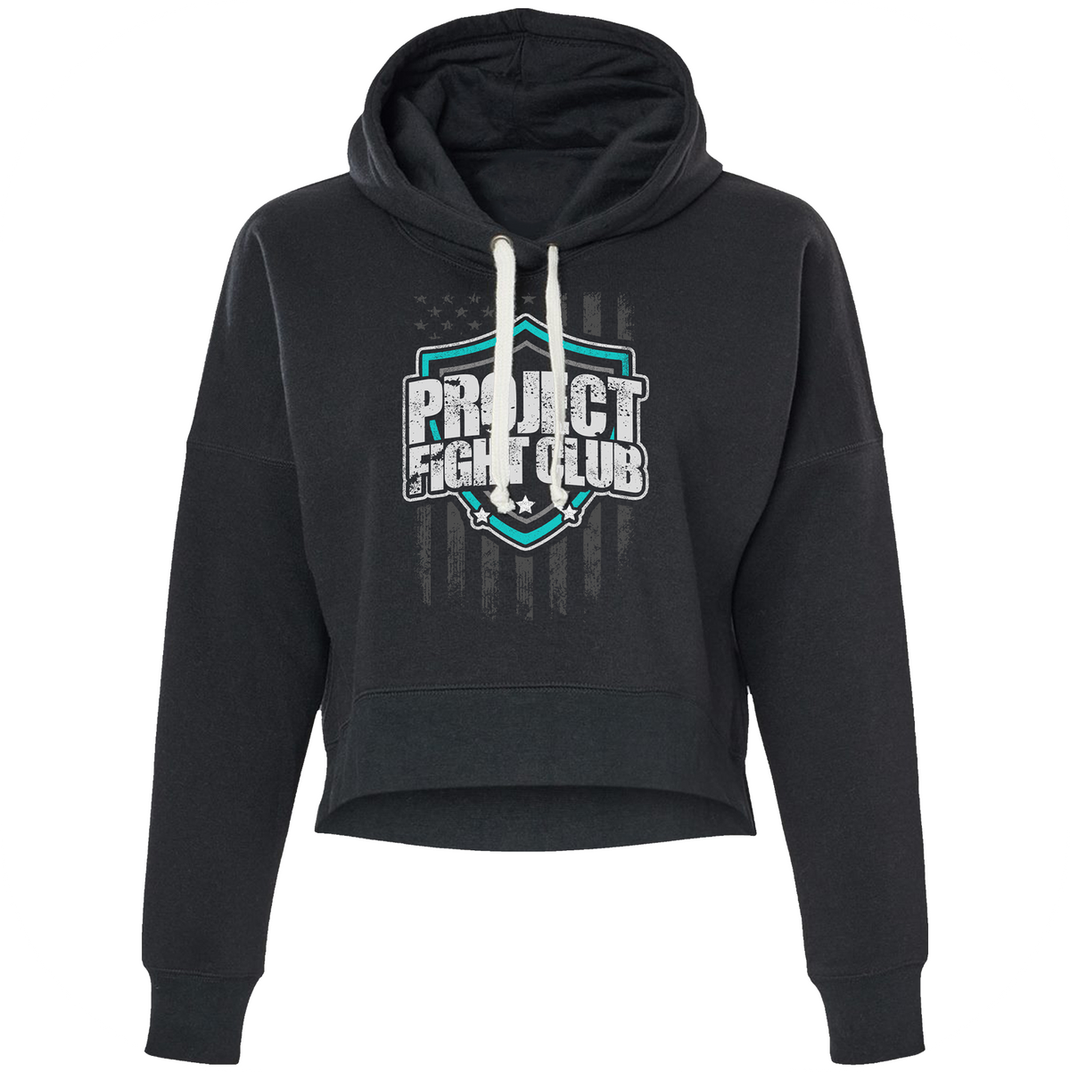 WOMENS SOLID BLACK CROPPED HOODIE #2 - FIGHT ADDICTION
