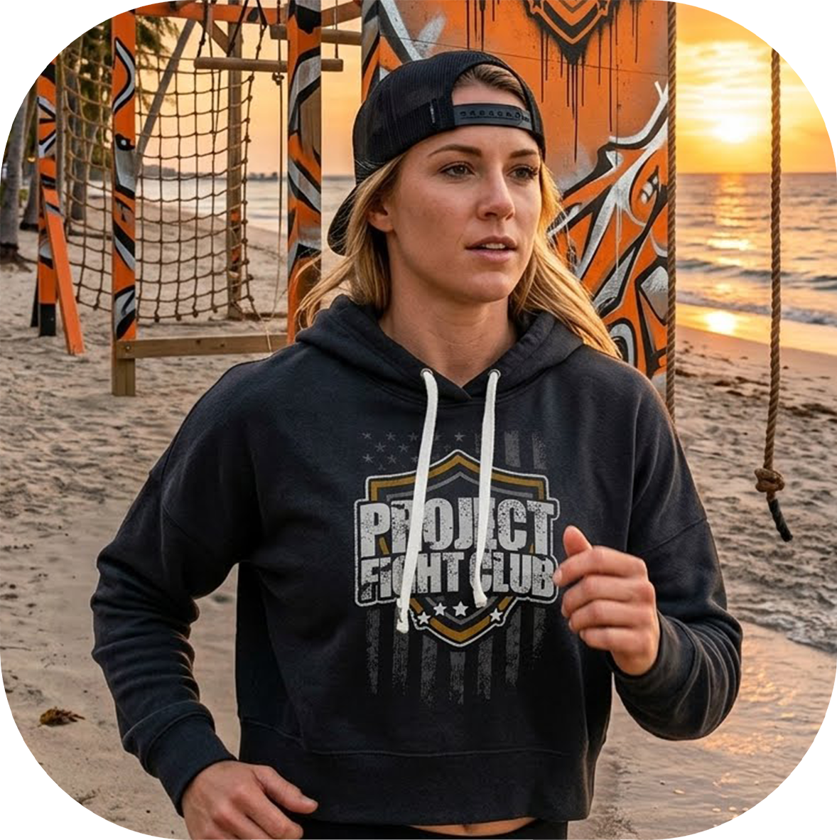 BLACK TRI-BLEND CROPPED HOODIE #2 - PROTECT ANIMALS & WILDLIFE