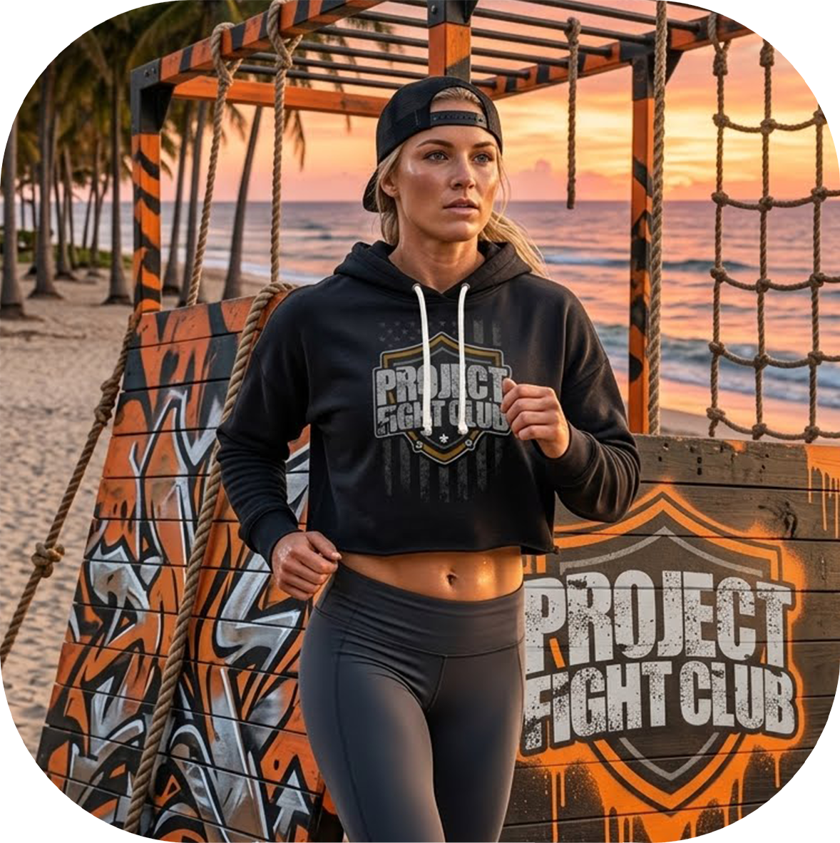 BLACK TRI-BLEND CROPPED HOODIE #2 - PROTECT ANIMALS & WILDLIFE