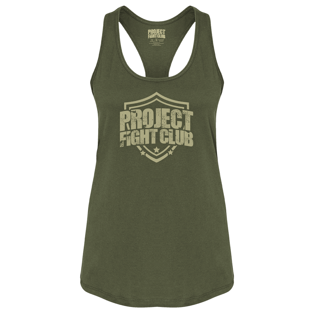 WOMENS MILITARY GREEN RACERBACK TANK - HONOR SOLDIERS & VETERANS