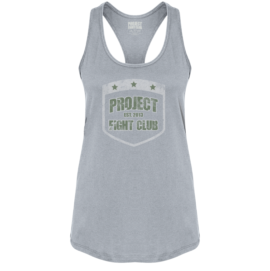 WOMENS GREY RACERBACK TANK 2 - HONOR SOLDIERS & VETERANS