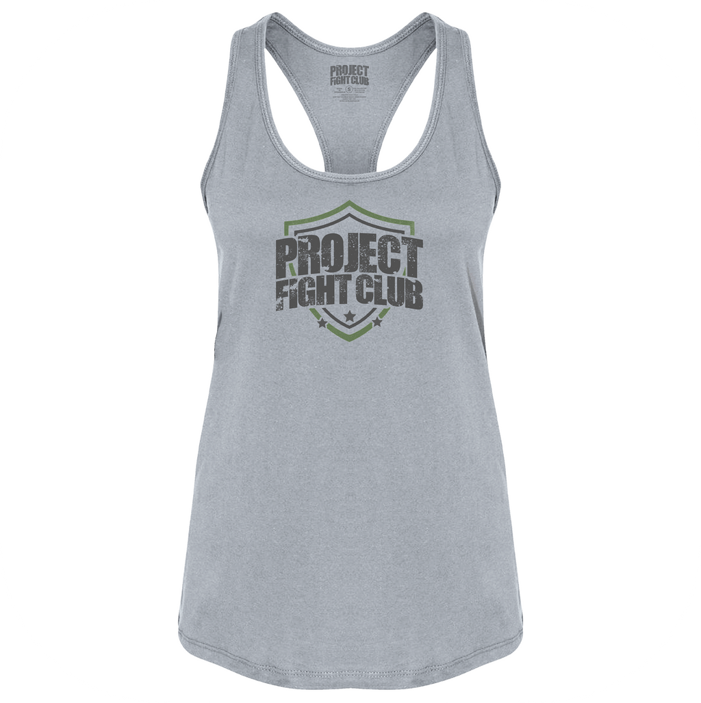 WOMENS GREY RACERBACK TANK 3 - HONOR SOLDIERS & VETERANS