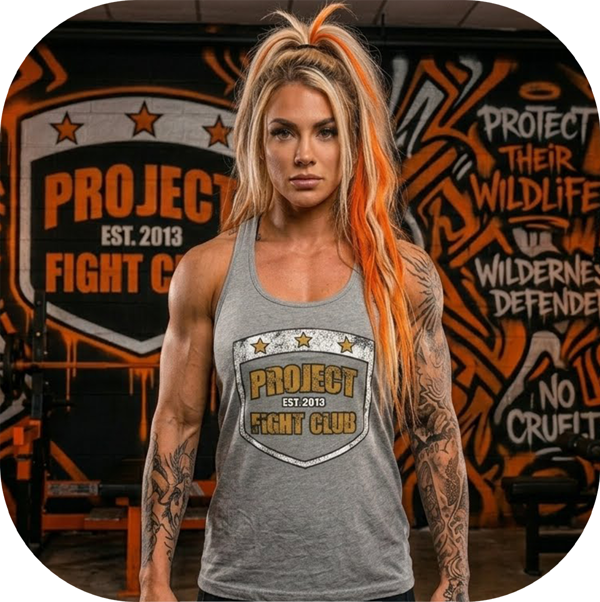 WOMENS SILVER RACERBACK TANK - PROTECT ANIMALS & WILDLIFE