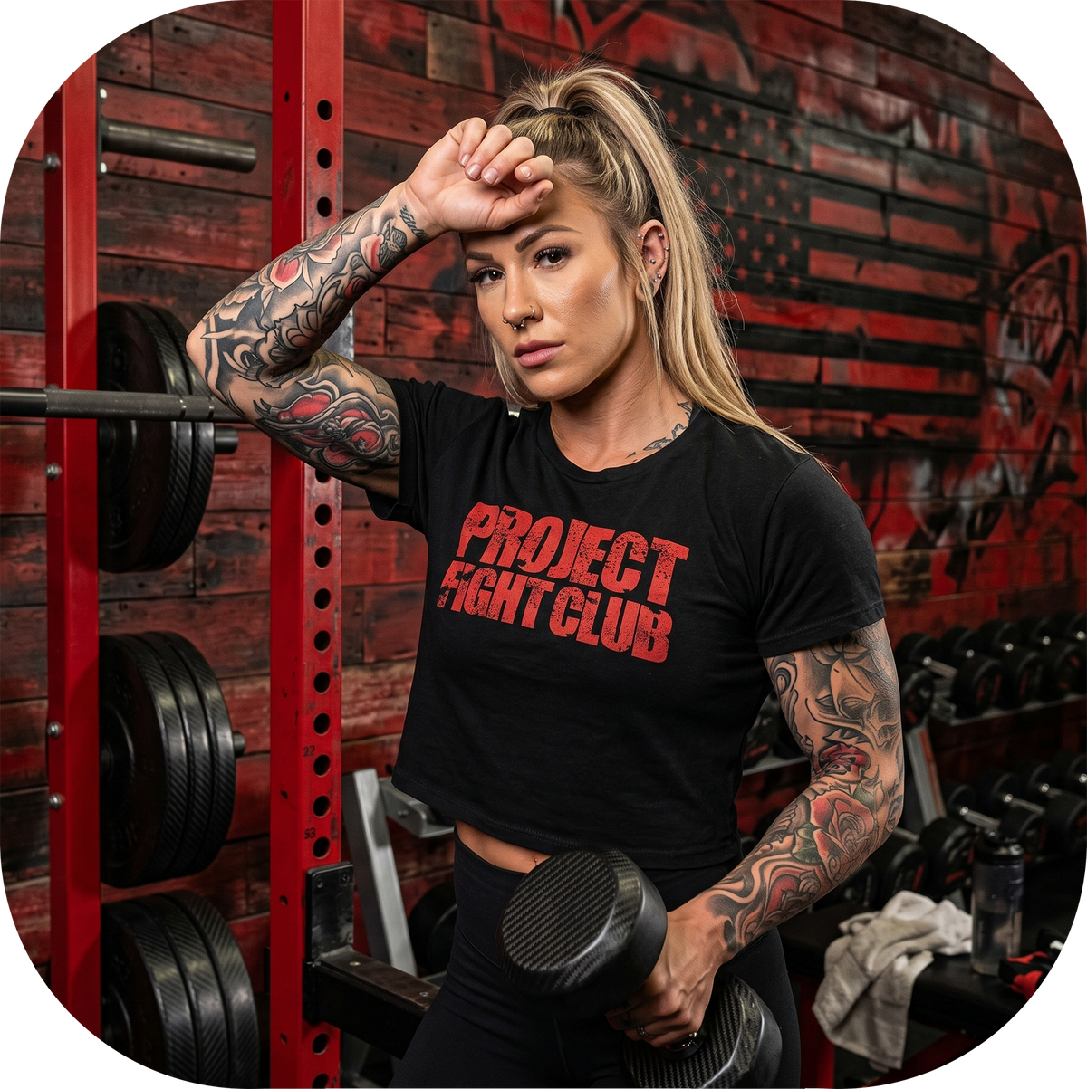 WOMENS BLACK CROP TEE 2 - HONOR FIREFIGHTERS & EMTs