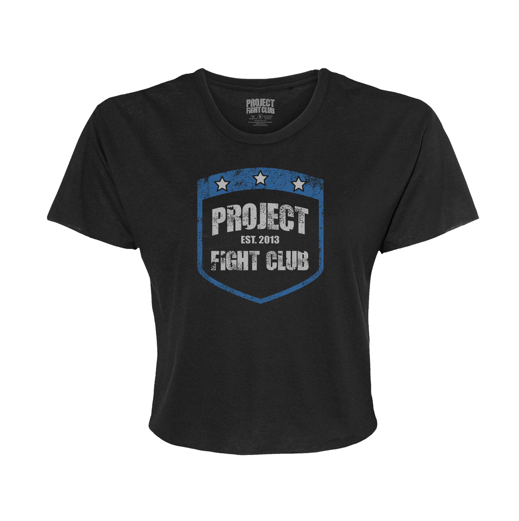 WOMENS BLACK CROPPED TEE #2 - SUPPORT POLICE