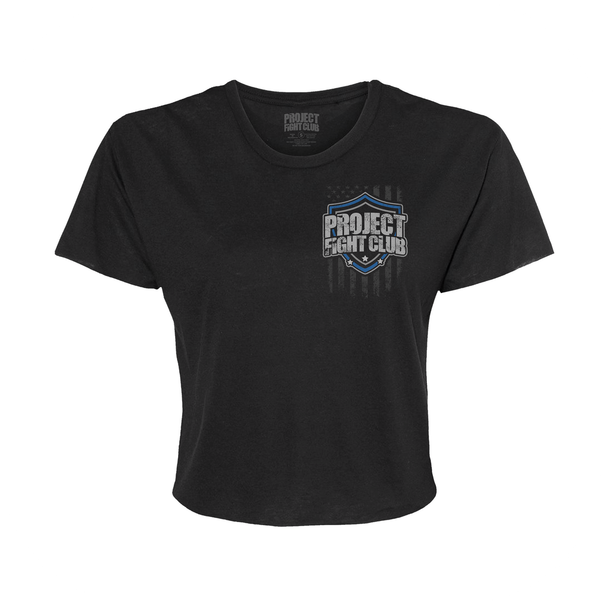 WOMENS BLACK CROPPED TEE 3 - SUPPORT POLICE 3