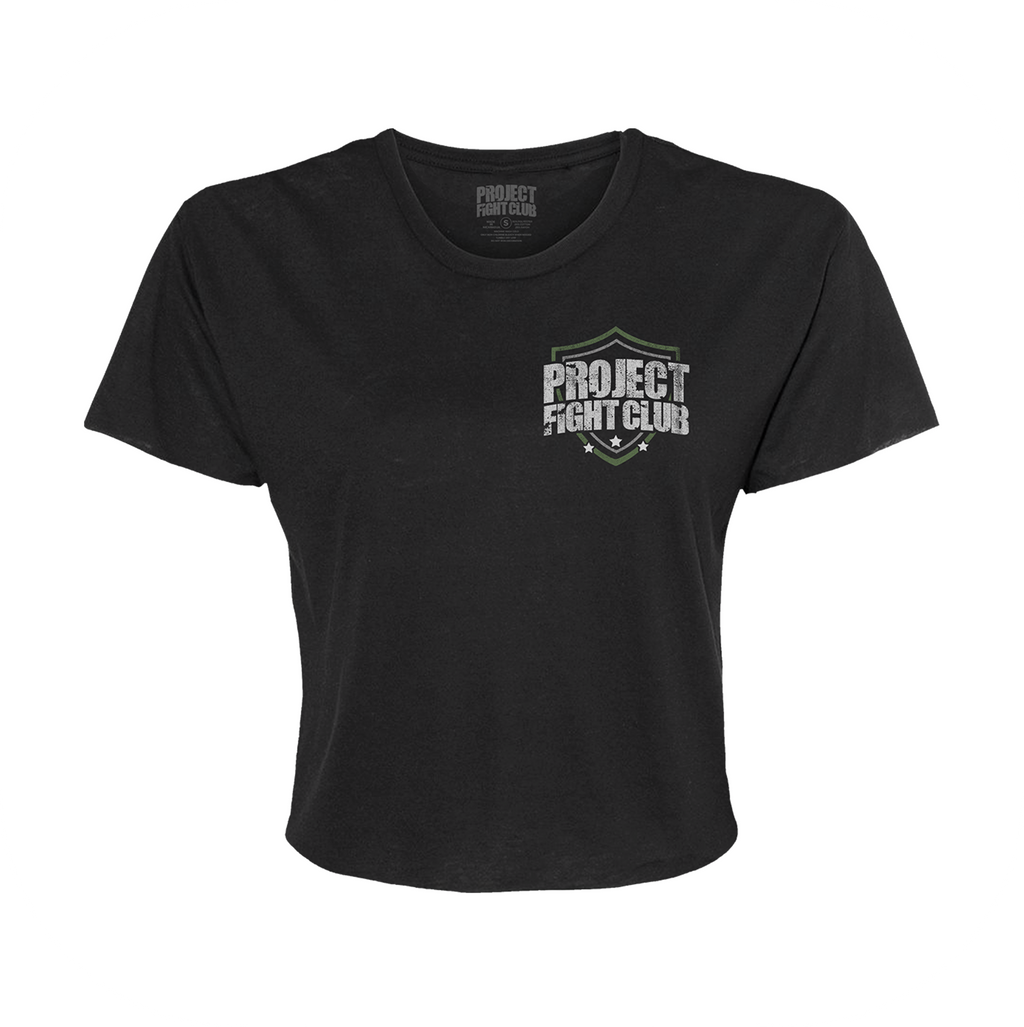 WOMENS BLACK CROPPED TEE 3 - HONOR SOLDIERS & VETERANS