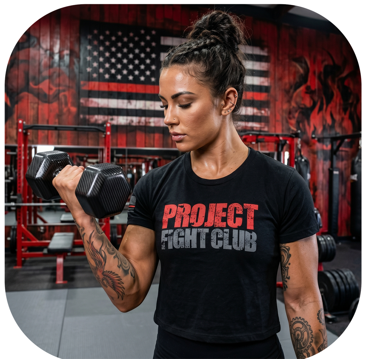 WOMENS BLACK CROPPED TEE - HONOR FIREFIGHTERS & EMTs