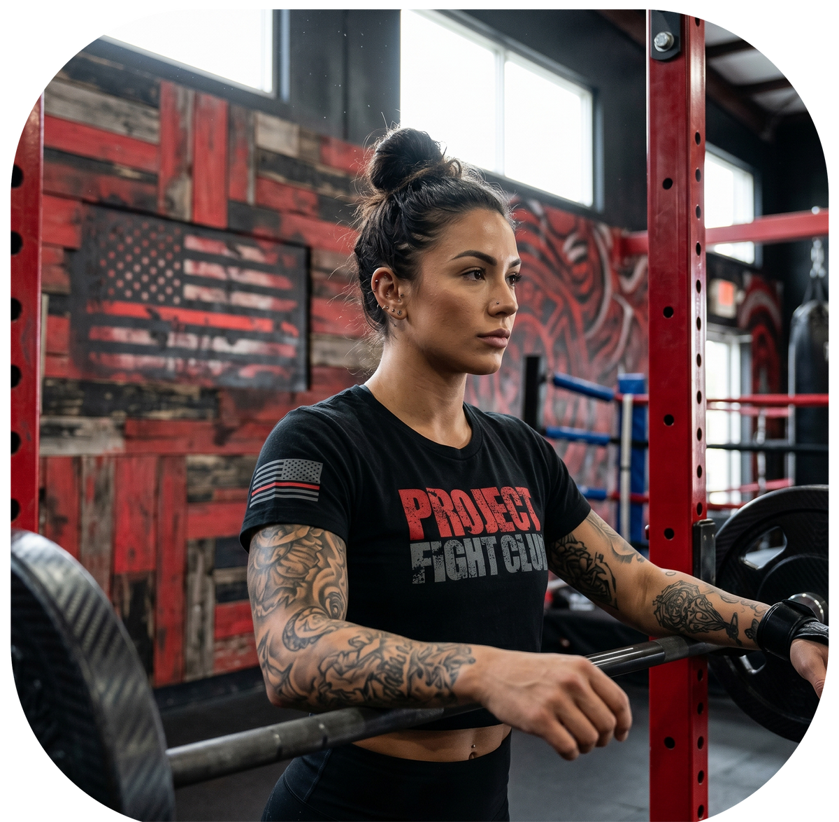 WOMENS BLACK CROPPED TEE - HONOR FIREFIGHTERS & EMTs