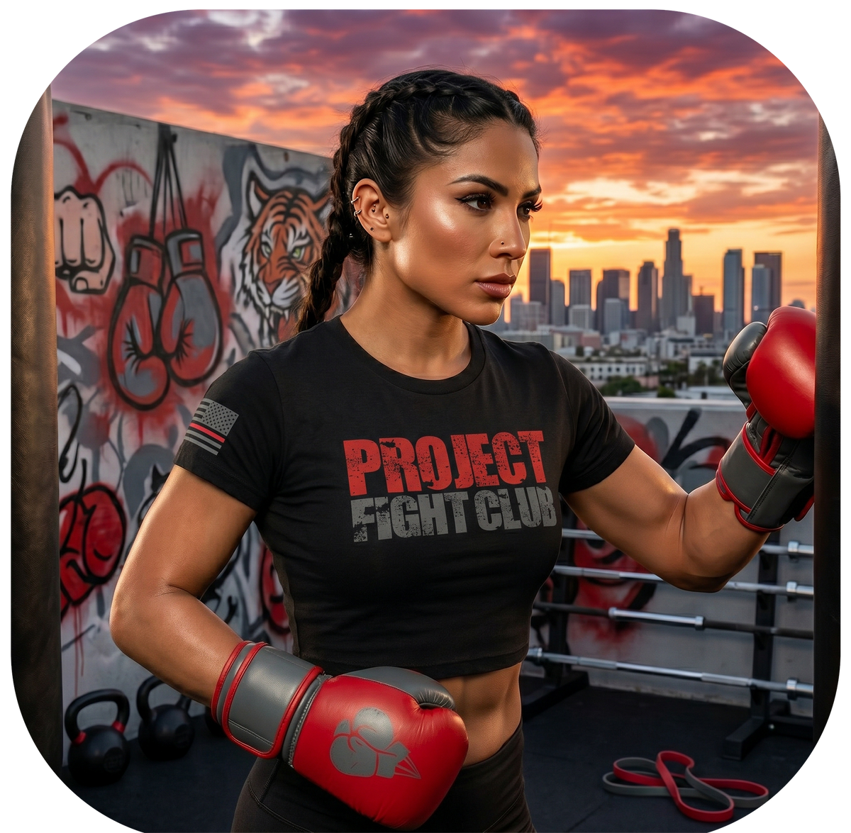 WOMENS BLACK CROPPED TEE - HONOR FIREFIGHTERS & EMTs