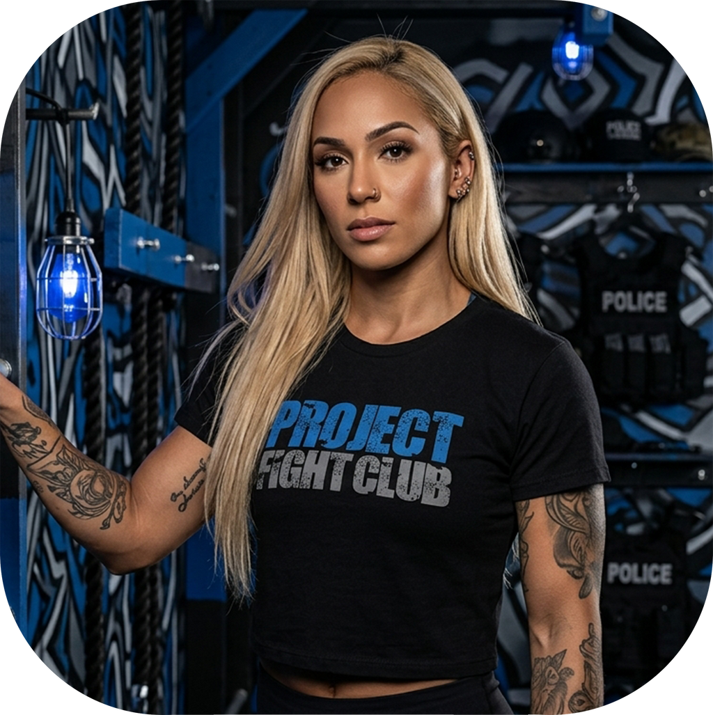 WOMENS BLACK CROPPED TEE - SUPPORT POLICE