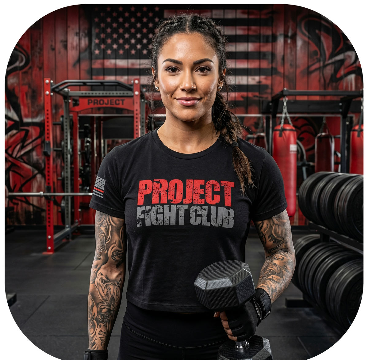 WOMENS BLACK CROPPED TEE - HONOR FIREFIGHTERS & EMTs