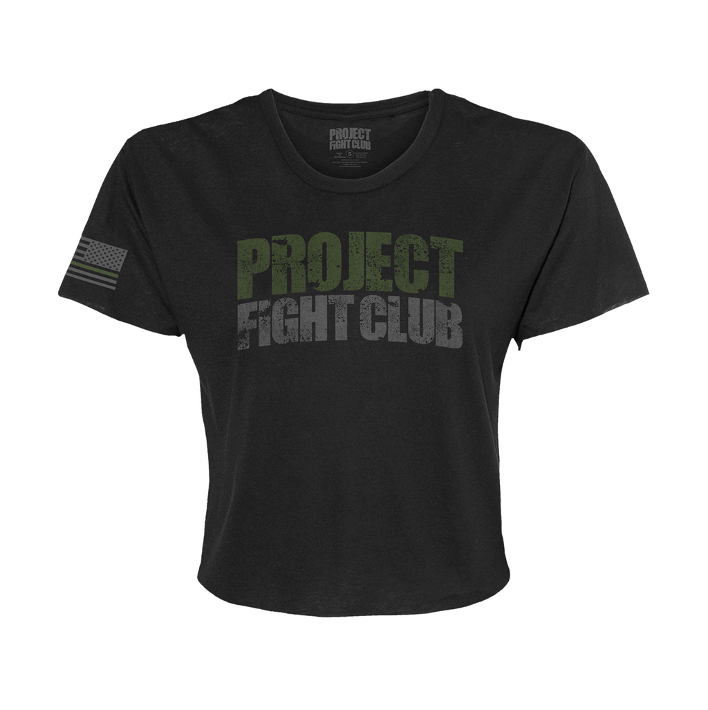 WOMENS BLACK CROPPED TEE - HONOR SOLDIERS & VETERANS