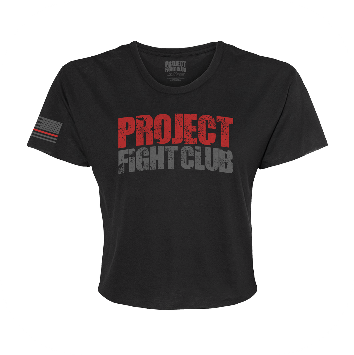 WOMENS BLACK CROPPED TEE - HONOR FIREFIGHTERS & EMTs