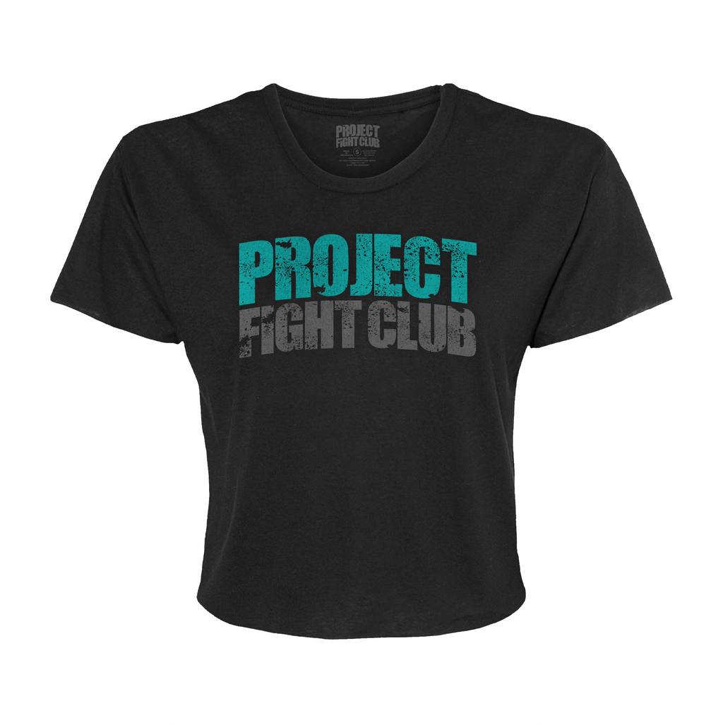 WOMENS BLACK CROPPED TEE - FIGHT ADDICTION