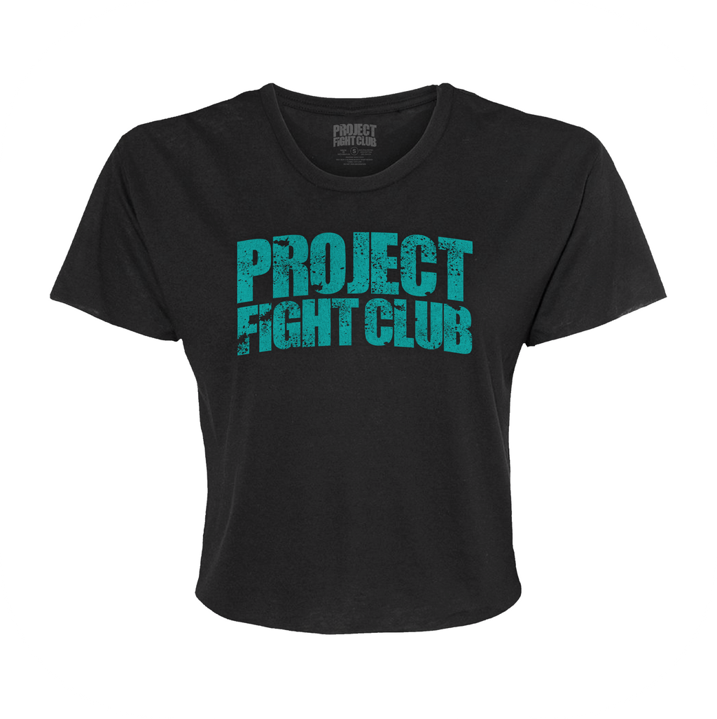 WOMENS BLACK CROPPED TEE #2 - FIGHT ADDICTION
