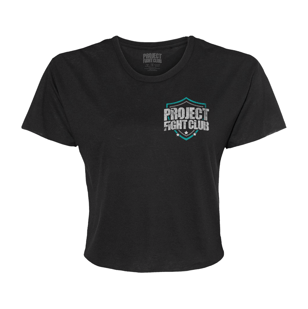 WOMENS BLACK CROPPED TEE #3 - FIGHT ADDICTION