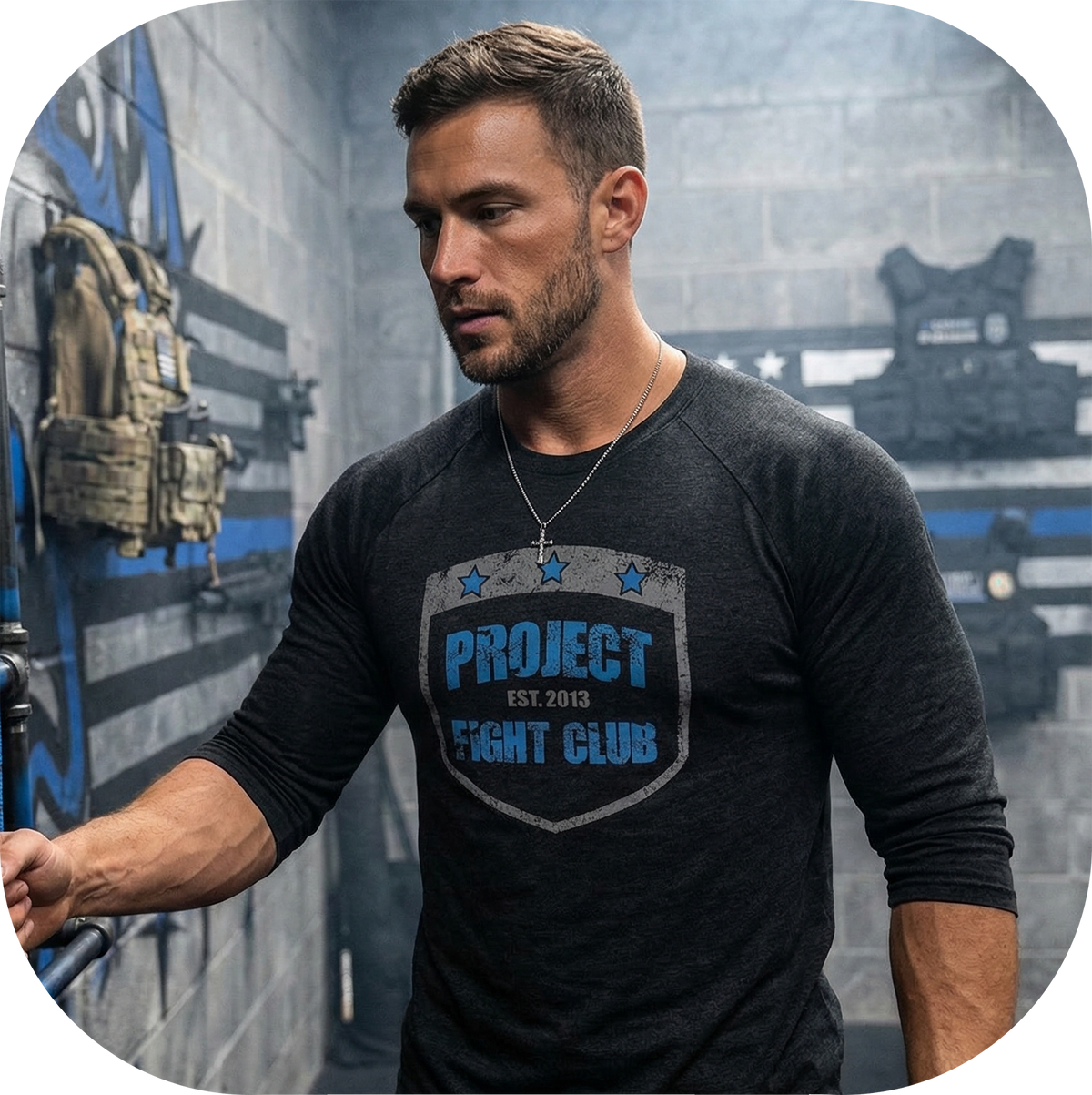 BLACK BASEBALL TEE #3 - SUPPORT POLICE