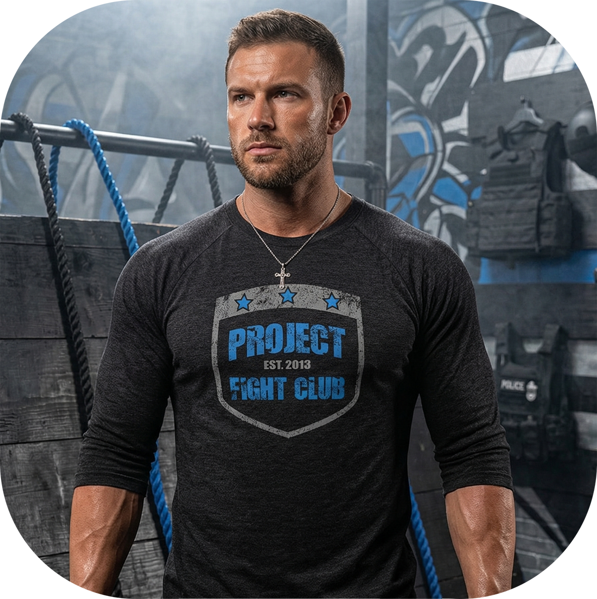 BLACK BASEBALL TEE #3 - SUPPORT POLICE