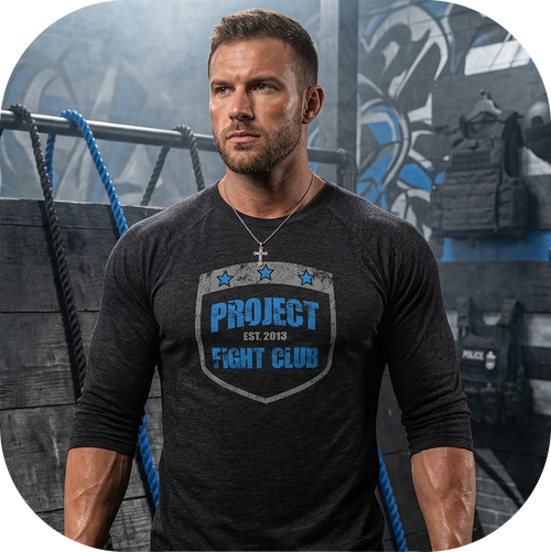 BLACK BASEBALL TEE #3 - SUPPORT POLICE