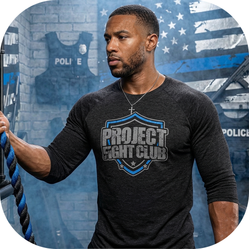 BLACK BASEBALL TEE #5 - SUPPORT POLICE