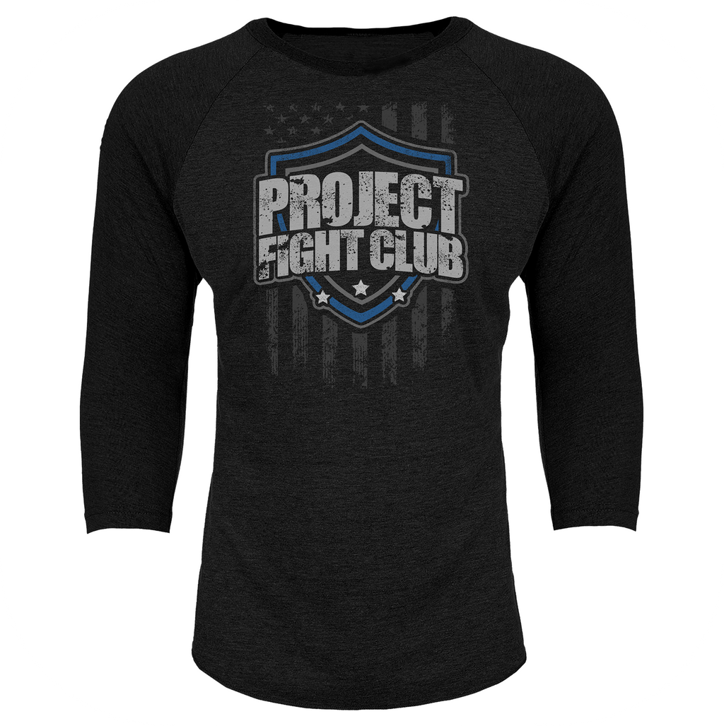 BLACK BASEBALL TEE #6 - SUPPORT POLICE