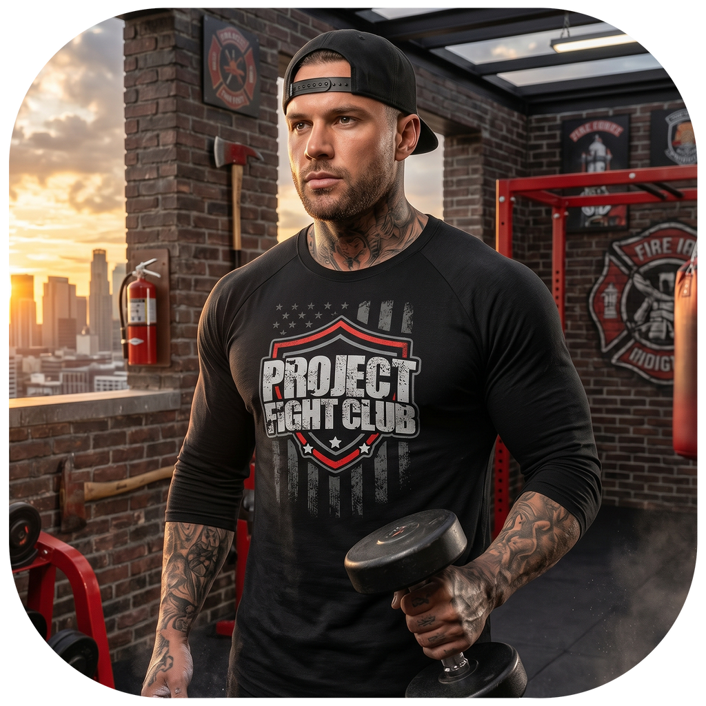 BLACK BASEBALL TEE #6 - HONOR FIREFIGHTERS & EMTs