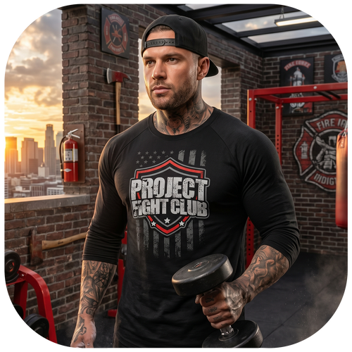 BLACK BASEBALL TEE #6 - HONOR FIREFIGHTERS & EMTs