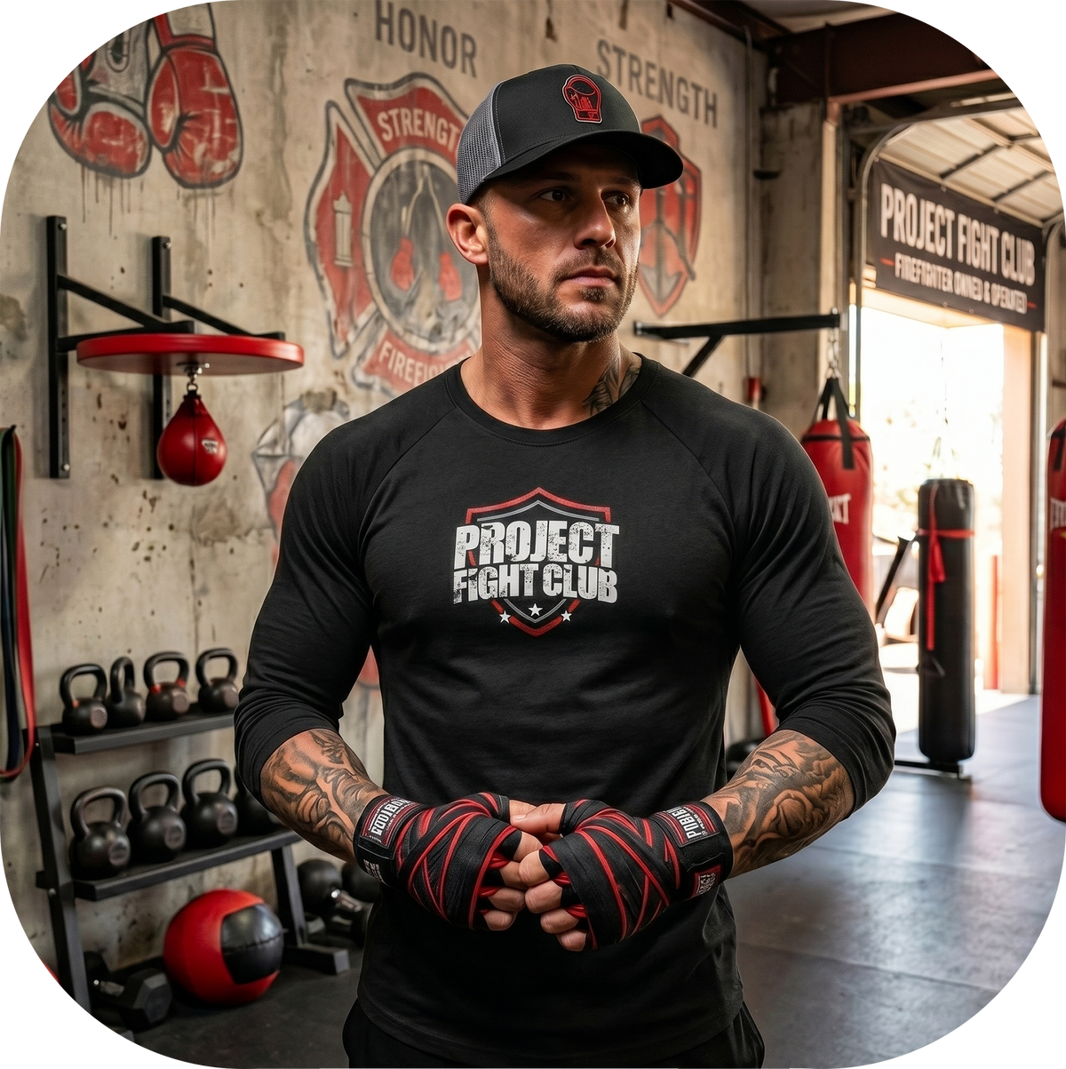 BLACK 3/4 SLEEVE BASEBALL TEE - HONOR FIREFIGHTERS & EMTs