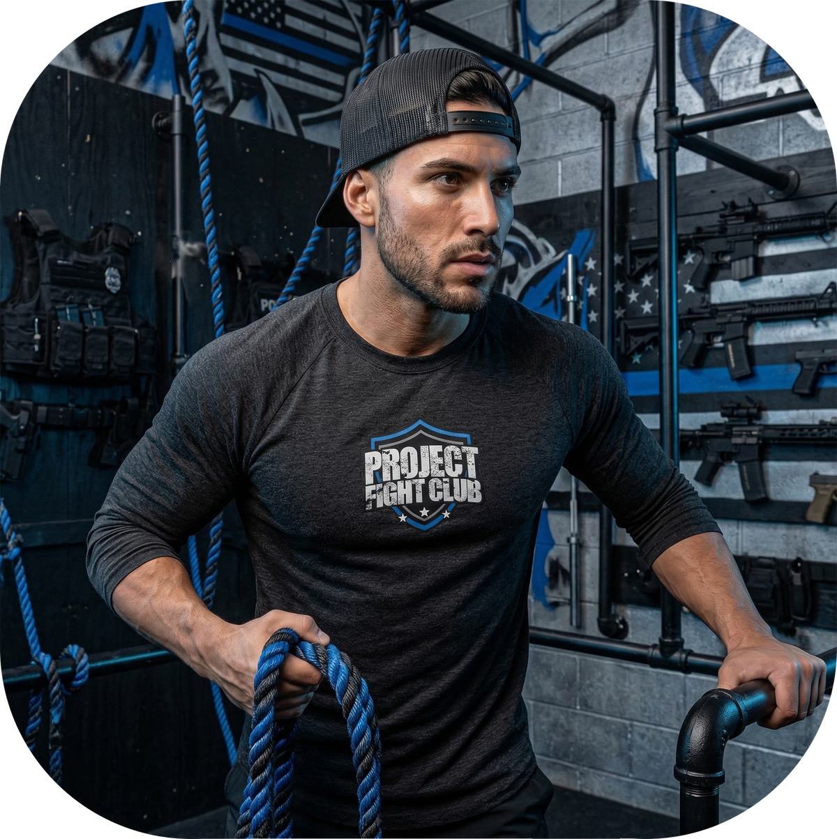 BLACK BASEBALL TEE - SUPPORT POLICE