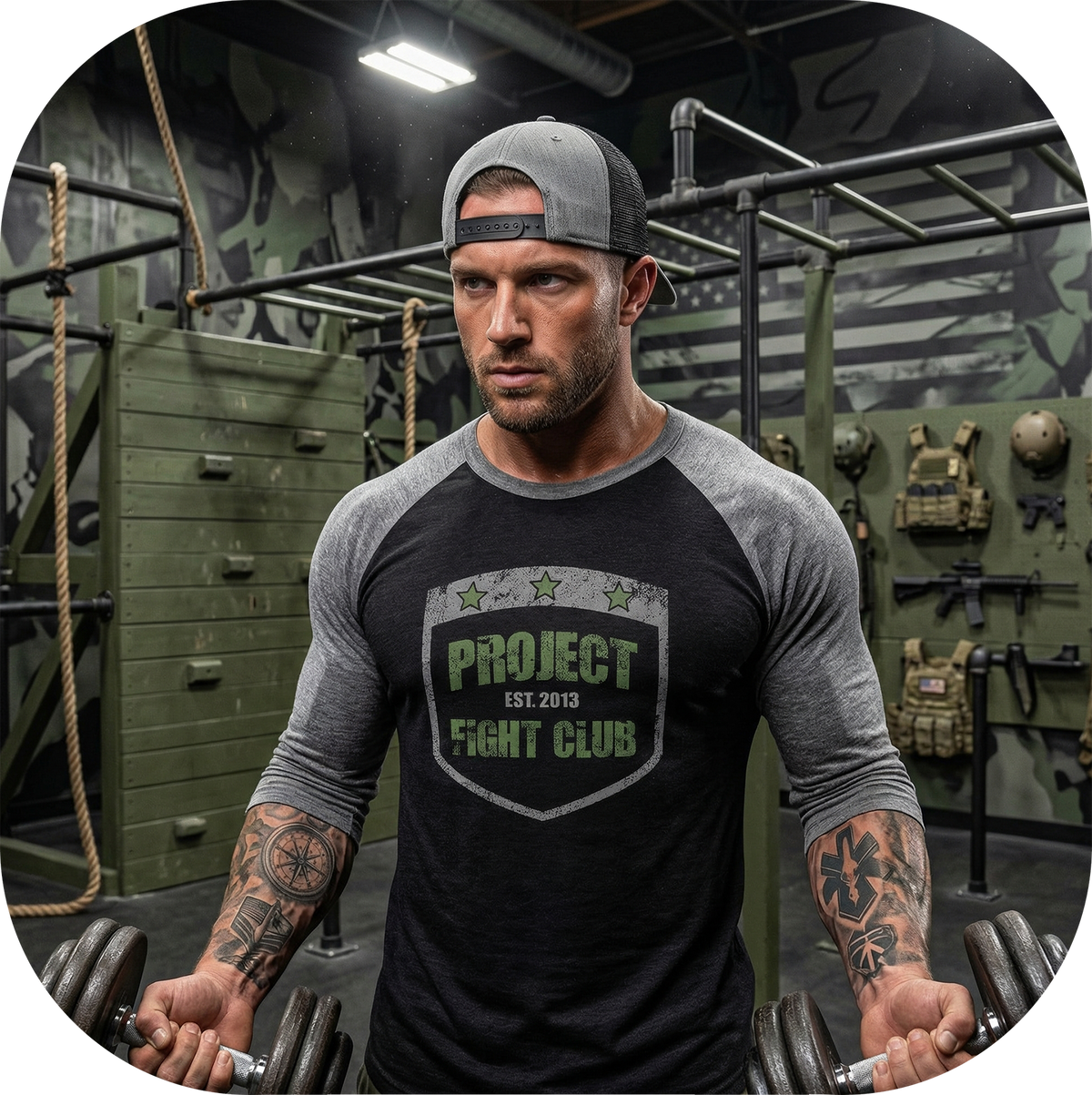 BLACK & GREY BASEBALL TEE 2 - HONOR SOLDIERS & VETERANS