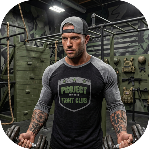 BLACK & GREY BASEBALL TEE 2 - HONOR SOLDIERS & VETERANS