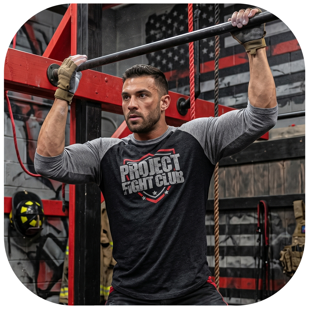 BLACK & GREY BASEBALL TEE #3 - HONOR FIREFIGHTERS & EMTs