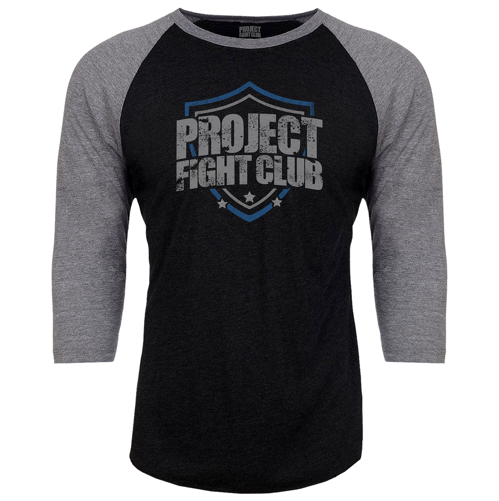 BLACK & GREY BASEBALL TEE #3 - SUPPORT POLICE