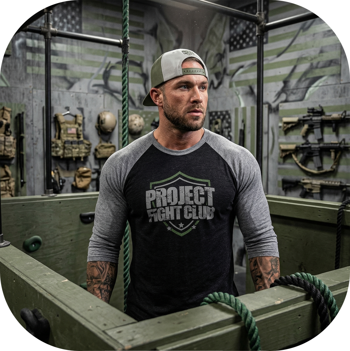 BLACK & GREY BASEBALL TEE 3 - HONOR SOLDIERS & VETERANS