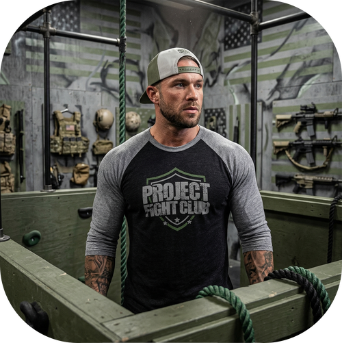 BLACK & GREY BASEBALL TEE 3 - HONOR SOLDIERS & VETERANS