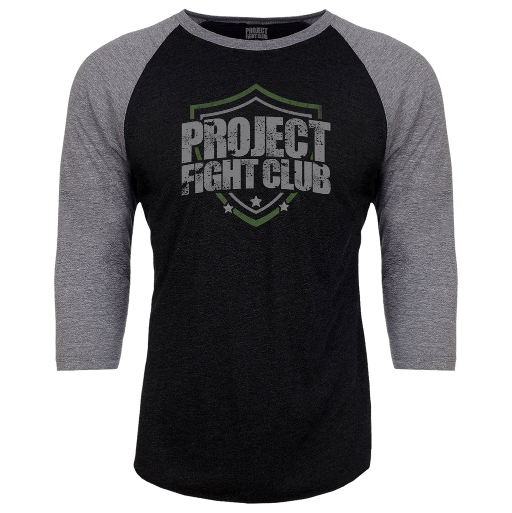 BLACK & GREY BASEBALL TEE 3 - HONOR SOLDIERS & VETERANS