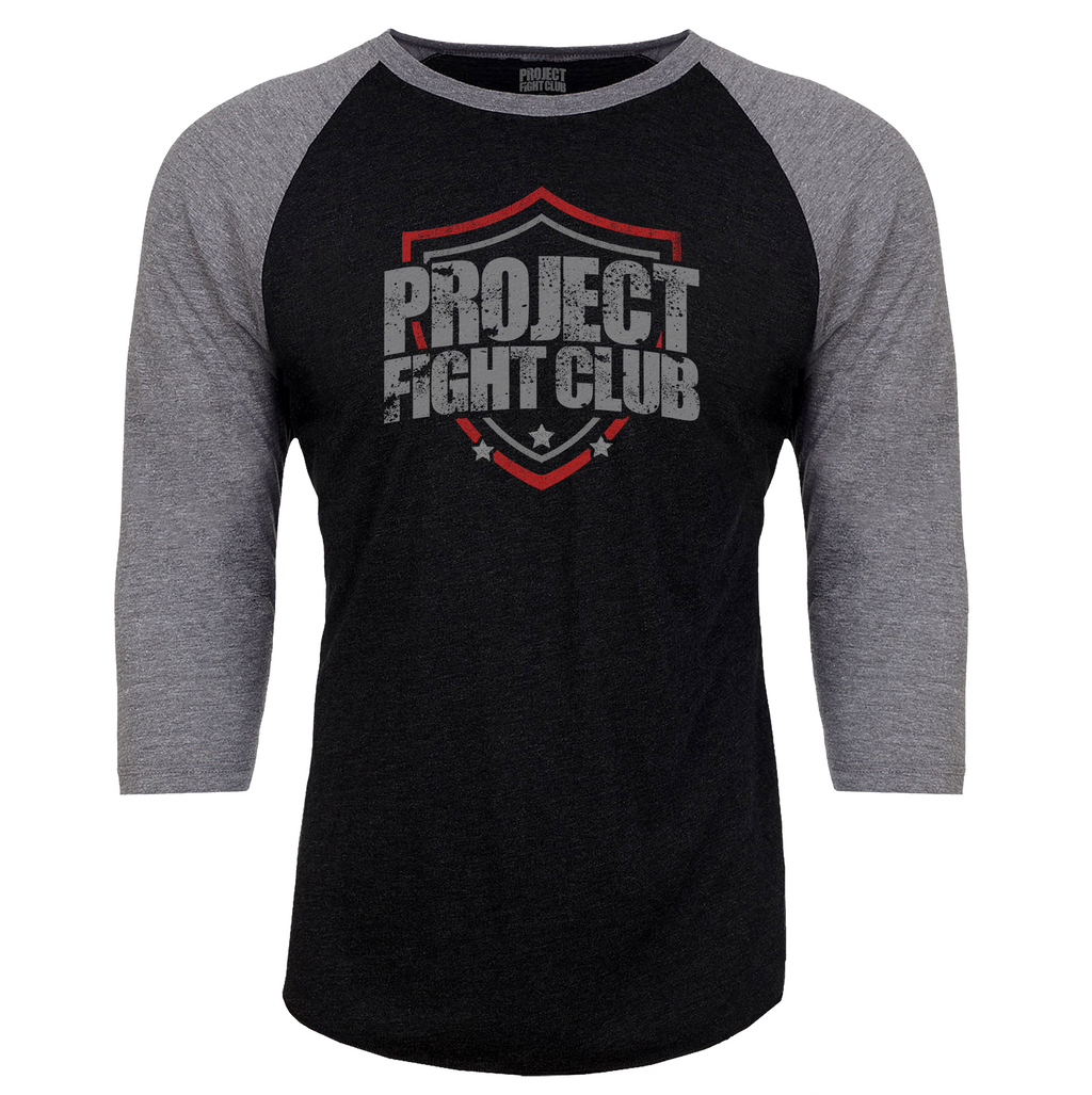 BLACK & GREY BASEBALL TEE #3 - HONOR FIREFIGHTERS & EMTs
