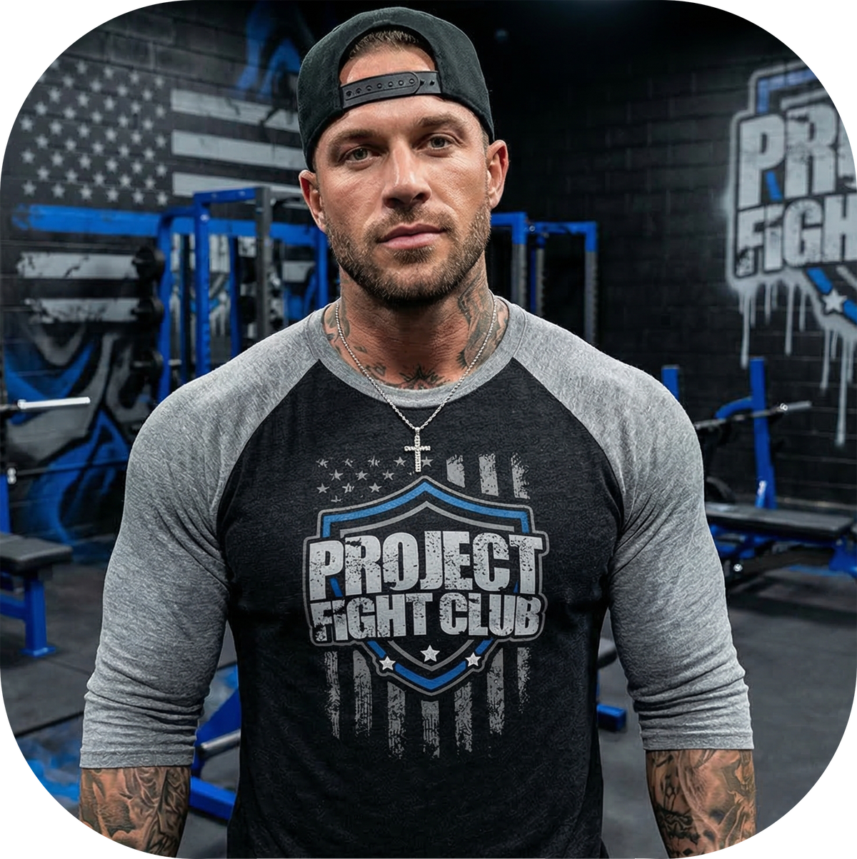 BLACK & GREY BASEBALL TEE - SUPPORT POLICE