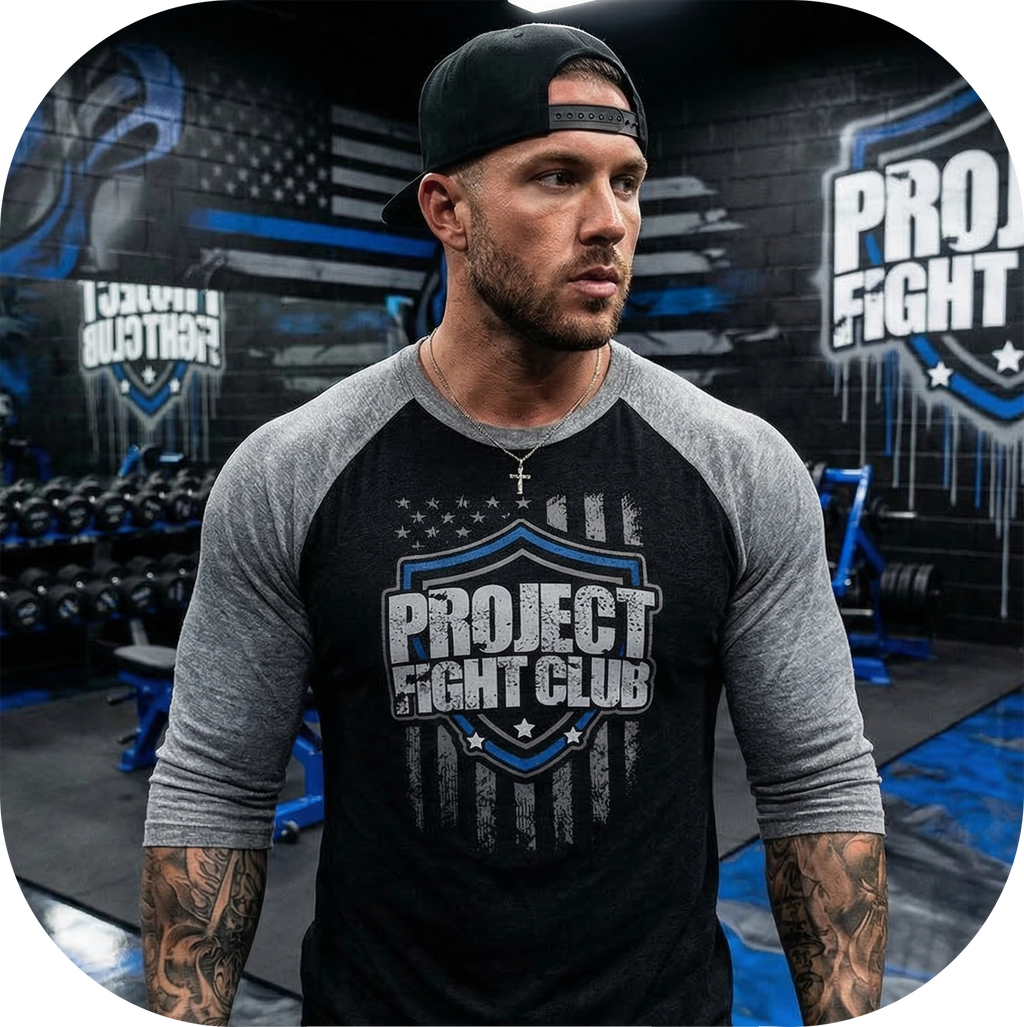 BLACK & GREY BASEBALL TEE - SUPPORT POLICE