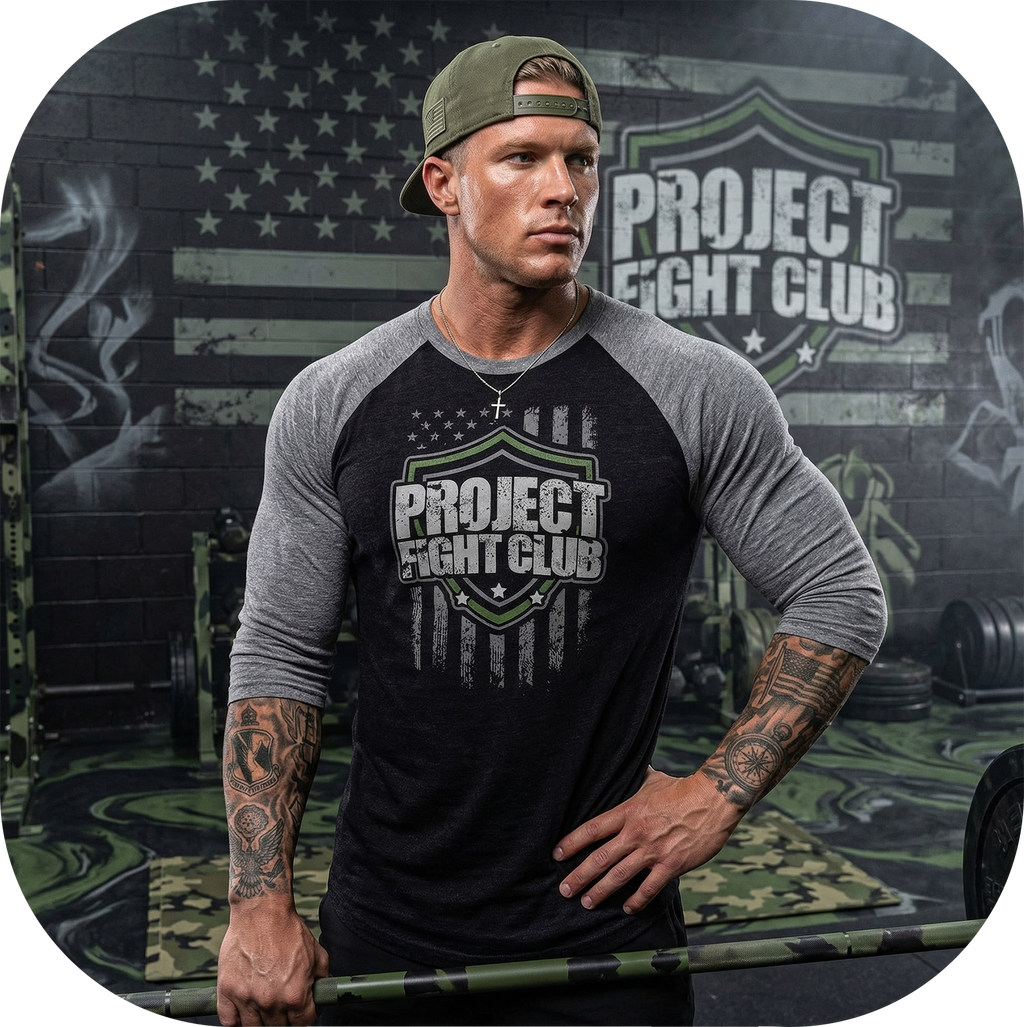 BLACK & GREY BASEBALL TEE - HONOR SOLDIERS & VETERANS