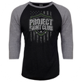 BLACK & GREY BASEBALL TEE - HONOR SOLDIERS & VETERANS