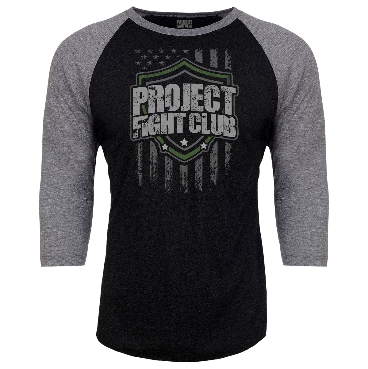 BLACK & GREY BASEBALL TEE - HONOR SOLDIERS & VETERANS