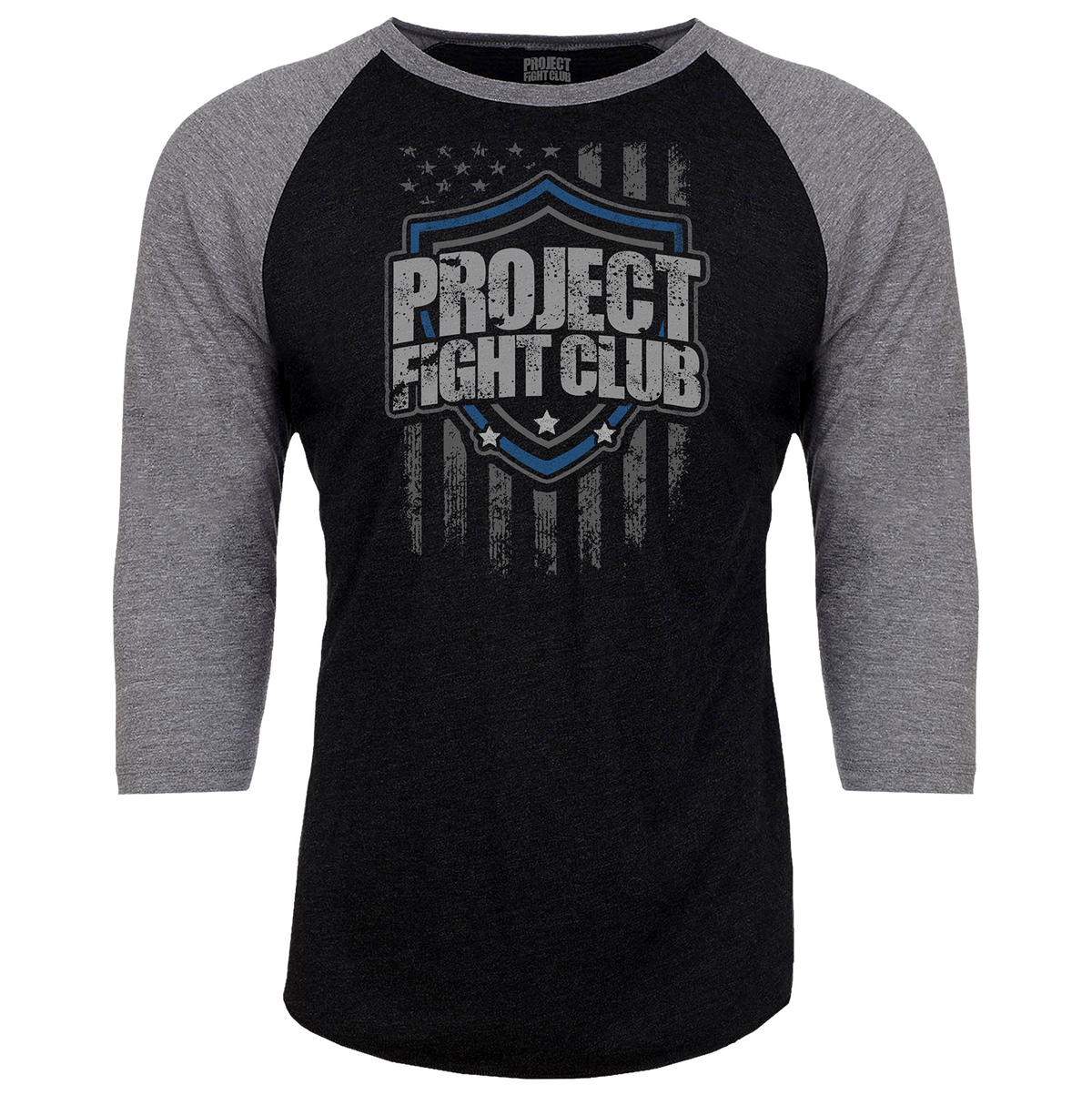 BLACK & GREY BASEBALL TEE - SUPPORT POLICE