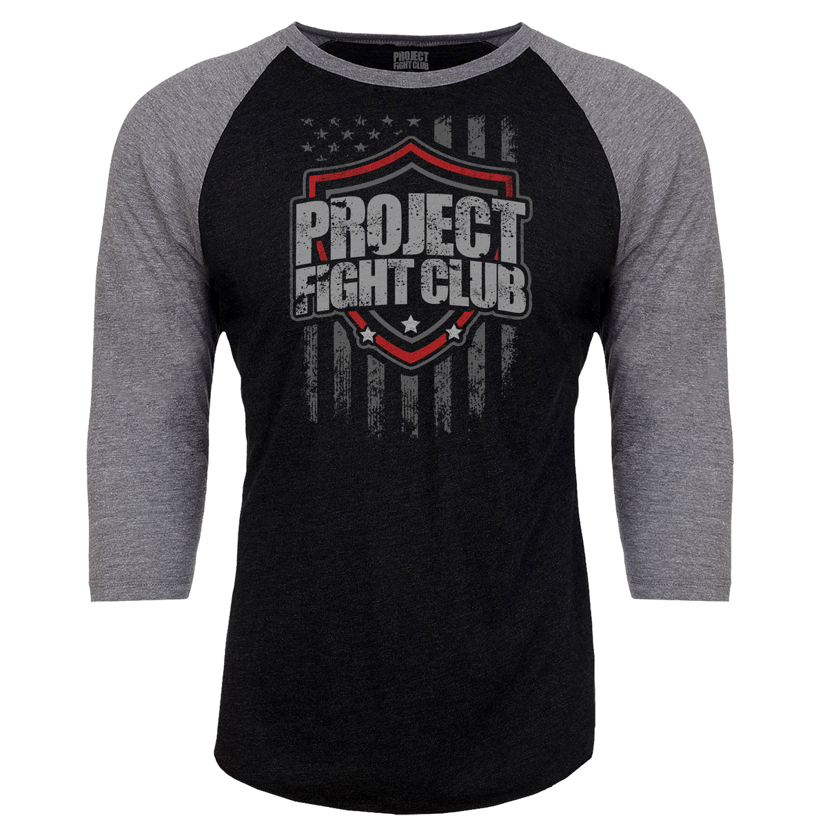BLACK & GREY BASEBALL TEE - HONOR FIREFIGHTERS & EMTs