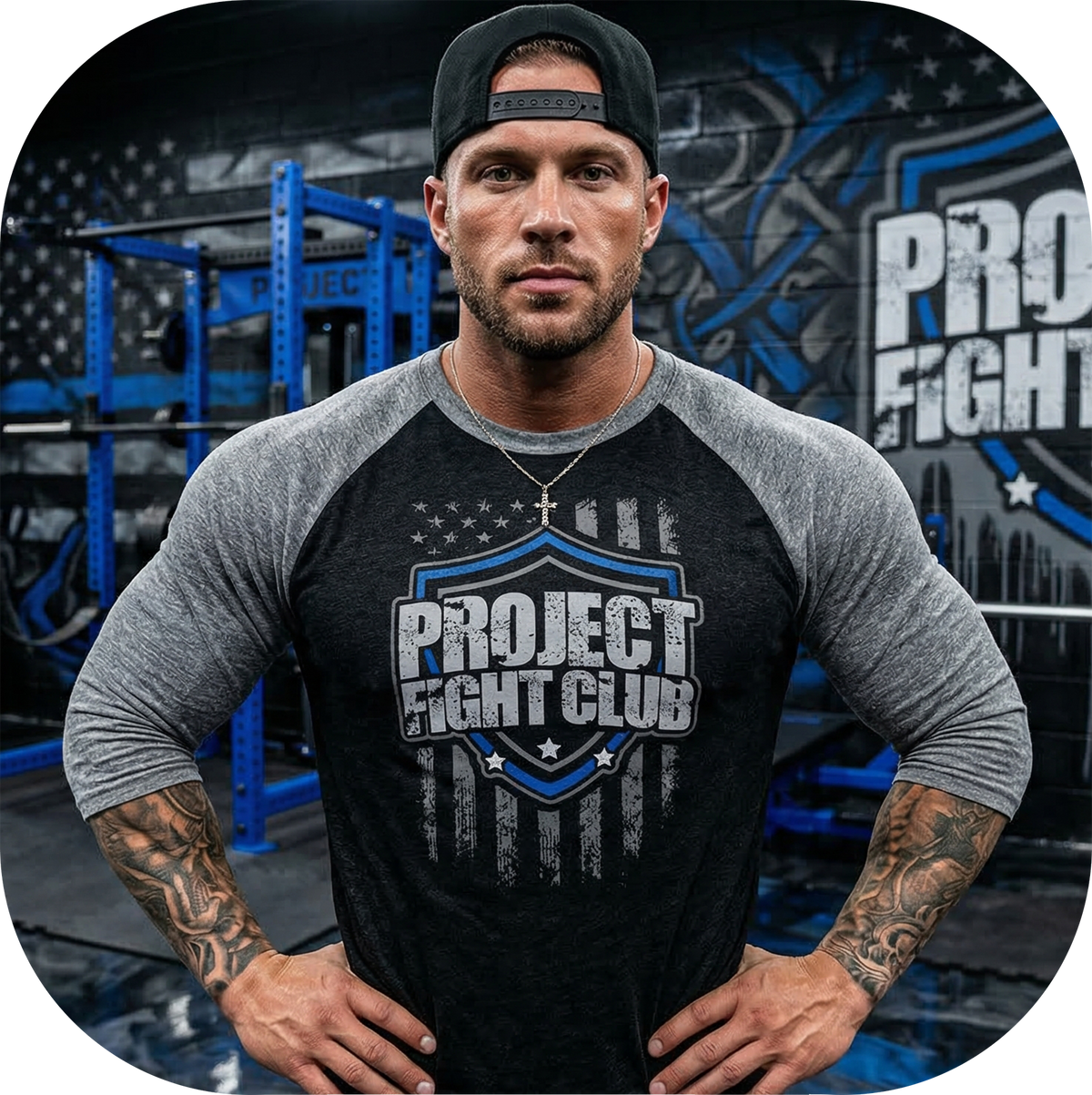 BLACK & GREY BASEBALL TEE - SUPPORT POLICE