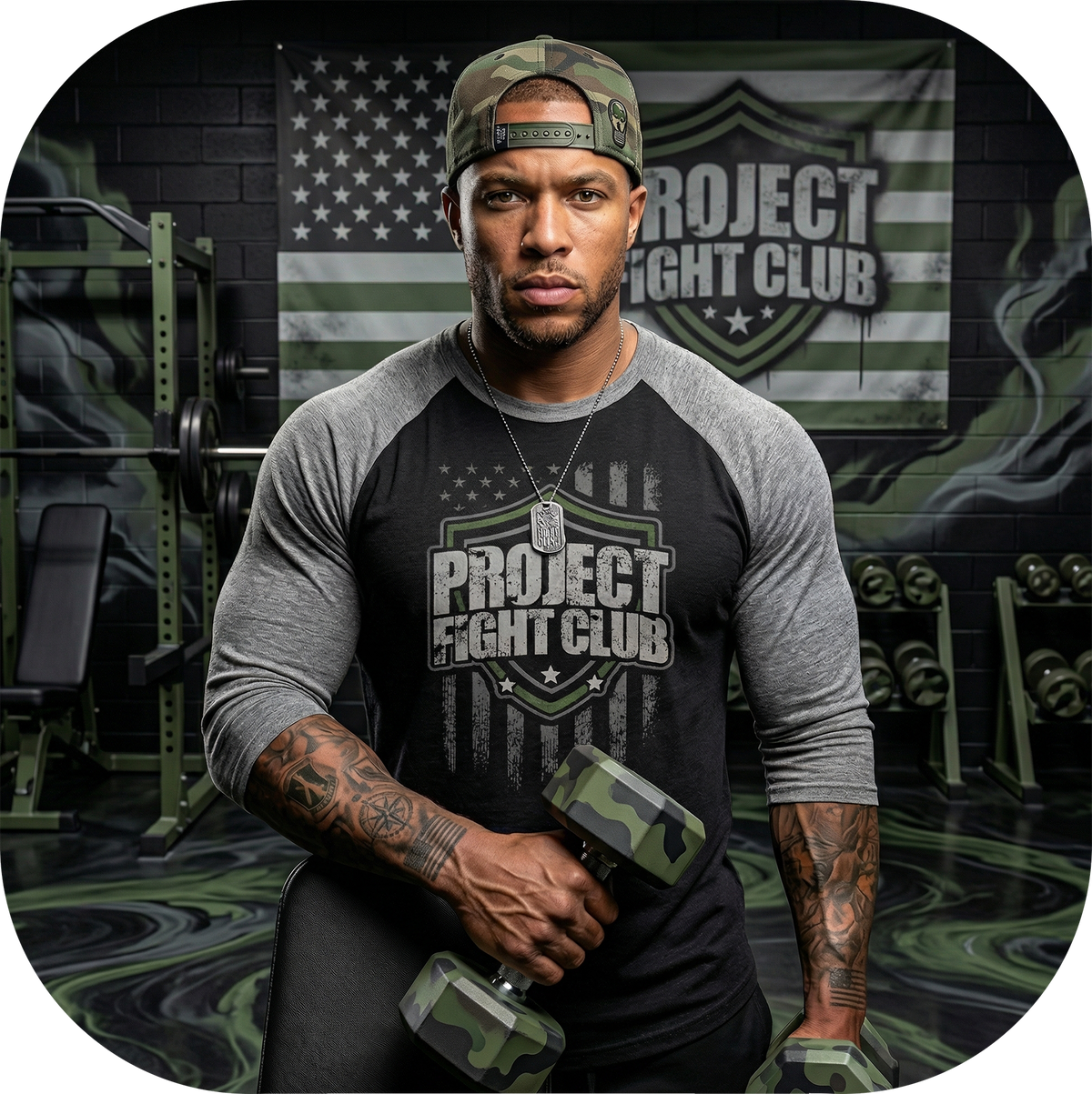 BLACK & GREY BASEBALL TEE - HONOR SOLDIERS & VETERANS