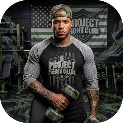 BLACK & GREY BASEBALL TEE - HONOR SOLDIERS & VETERANS